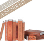 Orange Faux Books Set of 9 - Secret Compartment Fake Books Ideal for Coffee Table, Home Staging, Interior Design & Fashion Books, Old Money Aesthetic, Library Decor