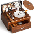 Father Day Gifts Wood Cigar Ashtray Cigarettes Ashtrays for Indoor Outdoor Patio Home Office Use Square Wooden Brown Cigar Ash Tray Father s Day Gift Ideas for Men with GIFT BOX(with Drawer)