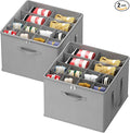Lifewit Shoe Storage Organizer for Closet, Fabric Large Shoe Box Storage Containers with Clear Cover, Foldable Bins for Boots Heels Sneakers Fits 24-32 Pairs (Each 12-16 Pairs) 2 Pack Light Gray