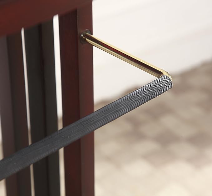 Proman Products Excalibur Wardrobe Wood Valet Stand with Power Extension, Large Storage Compartment, Contour Hanger, Trouser Bar, Tie & Belt Hooks and Shoe Rack - VL16200