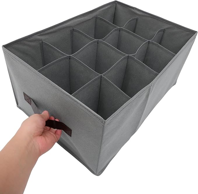 ABOOFAN Closet Organizer Clothes Storage Bin 12-Cell Fabric Storage Box for Socks Underwear Lingerie Ties Foldable Drawer Organizer for Home Closet