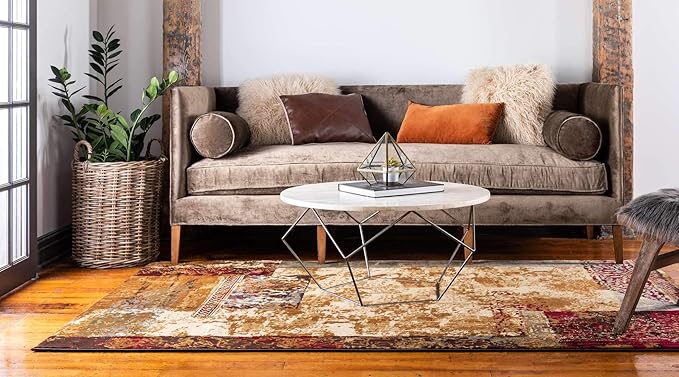 Unique Loom Barista Collection Area Rug - Arusha (5' 1" x 8' Rectangle, Beige/ Black)