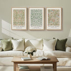 Framed William Morris Canvas Wall Art for Living Room, 3 Piece Large Vintage Sage Green Artwork for Walls Nature Floral Botanical Picture Prints for Bedroom, Hallway, Home Office Wall Decor, 16x24