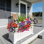 Artificial Flowers for Outdoors Faux Plants Outside Indoor,UV Resistant Silk Fake Petunia Tall Ferns for Home Patio Garden Back Yard Front Poch Decor Spring Summer(13 Bunchs,4 Multi Colors)