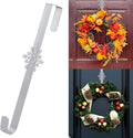 15 inches Christmas Decorative Wreath Hangers for Front Door;Over the Door Hooks (Silver, Snowflake)
