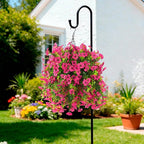 Artificial Faux Flowers Plants for Outdoor Spring Summer Decoration, 2PCS Fake Silk Daisy Flowers No Fade UV Resistant Realistic for Outside Home Planter Porch Patio Balcony Yard Decor (Rose Red)