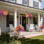 INQCMY Artificial Fake Petunias Flowers for Outdoors Spring Decoration, 12 Bundles Faux Plants UV Resistant Realistic Silk Flower for Outside Planters Patio Porch Yard Window Box (6 Mix Colors)