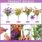 Artificial Flowers for Outdoors, 12 Bundles Multicolor Faux Silk Flower Spring Summer Decoration, Artificial Plants Fake Outdoor Flowers UV Resistant No Fade for Home Planter Porch Patio Yard Decor