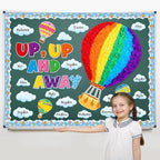 Epakh Hot Air Balloon Bulletin Board Set Hot Air Balloon DIY Classroom Decorations 3D Paper Cutouts for Back to School Preschool Elementary Summer Window Chalkboards Wall Door Decor