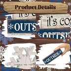 Moucuny 4 Pcs Christmas Table Decoration Winter Wooden Stacked Block, Baby It's Cold Outside Signs with Snowflake Topper, Rustic Christmas Tiered Tray Decor Snowflake Decor for Home Office Shelf