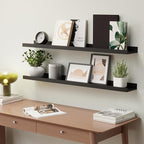 Boswillon 35.4 Inches Long Floating Shelves Wall Mounted, 2 Set Modern Black Wall Shelf for Bedroom, Nursery Book Shelf with Lip, Picture Ledge Shelf for Decor Living Room Bathroom Kitchen- Black