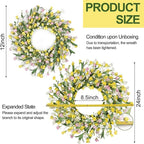 Artgar Front Door Wreath 24 Inch Spring/Summer Wreaths for Front Door, Front Door Wreaths for All Seasons for Indoor Outdoor Home Office Wall Window Wedding Farmhouse Holiday Decor (Yellow)