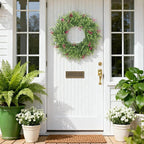 24 Inch Summer Wreaths for Front Door Spring Wreath Outdoor Green Door Wreath for All Seasons Porch Living Room Bedroom Indoor Outdoor Window Wall Farmhouse Home Decoration