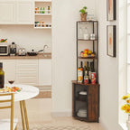 VECELO Corner Cabinet, Tall Storage Shelf, Bookshelf Display Shelves Rack for Living Room, Kitchen, Balcony, Small Space