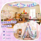 WILLBOND 4 Pieces Valentine's Day Tassel Garland for Classroom Wall Decor Boho Pastel Garland Cotton Tassel Banners for Party School(3.1 Inch,Purple Colors)