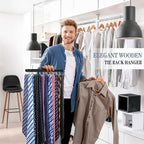 Tie Rack Hanger for Closet Fitnice Upgraded Non Slip Tie Holder Organizer Space Saving with 20 Foldable Hooks Wooden Belt Hanger for Tank Tops Bras Cami Scarves,Black