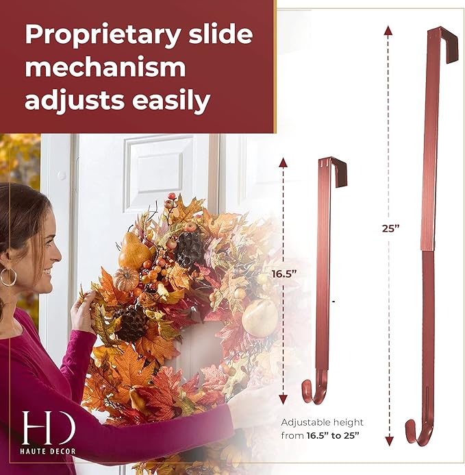 Haute Decor Adjustable Length Wreath Hanger - 20 Lb. Capacity