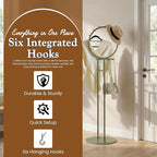 Kings Brand Furniture Cheska Suit Valet Stand with Circular Frame - Tie Jacket Clothes Hooks, Freestanding Clothing Organizer, Lemon Pepper