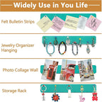 Felt Pin Board Bar Strips Bulletin Board for Bedrooms Offices Home Wall Decoration, Notice Board Self Adhesive Cork Board with 35 Push Pins for Paste Notes, Photos, Schedules