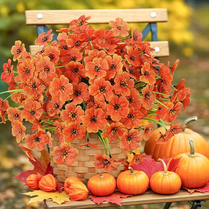 MACTING Artificial Fall Flowers for Outdoors 6 Bundles Faux Mums Outdoor Plants Fake Silk Flowers UV Resistant No Fade for Planters Front Door Porch Patio Home Indoor Outside Autumn Thanksgiving Decor