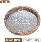 Hanobe Round Wood Decorative Tray: Rustic Wooden Tray for Coffee Table Farmhouse Centerpiece Mirror Candle Holder Vintage Mirrored Bar Plate Ottoman Topper for Home Decor Bathroom Kitchen