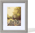 KTKDE 8x10 Picture Frame Real Glass, Display Pictures 5x7 with Mat or 8x10 Without Mat, Modern Style Wood Composite Frame, Gallery Wall Grey Frame & Table Top Display，best gift
