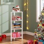 TUTOTAK Corner Shelf, 4-Tier Corner Bookshelf for Small Space, Narrow Display Corner Shelf Stand with Storage Rack, for Living Room, Bedroom, White BS05BW004