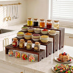 2 Set Wooden Cupcake Stand for Decor, 4 Tiered Stackable Display Risers, Farmhouse Decor Wood Dessert Table Display Set for Party, Vendor Events, Dark Brown