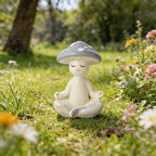 Meditation Mushroom Resin Statue - Cute Meditation Mushroom Statue for Desk Living Room Resin Figurine for Home Patio Office Decoration Cute Plant Statues for Tabletop Garden Backyard Decor