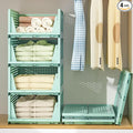 Closet Organizer, 4 Pack Stackable Storage Bins for Closet Shelves, Plastic Storage Drawers Basket Weekly Clothes Organizer for Kids(4L)（Green）
