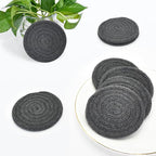 ABenkle 8 Pcs Drink Coasters with Holder, Cotton Woven Absorbent Coasters for Drinks, Minimalist Home Decor Coaster Set for Wooden Tabletop Protection Table, 4.3 inches Grey