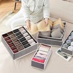 6 Pack Drawer Underwear Organizer, 59-Compartment Foldable Sock Bra Drawer Organizer Divider Fabric Dresser Closet Organizers and Storage Box for Storing Bra, Socks, Baby Clothes, Panty, Scarf, Ties