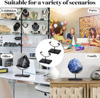 Marsui Large Rock Display Stand Slab Stands Crystal Holders Metal One Arm Two Prong Display Easel Holder for Plate Slab Slice Fossil Flat Minerals Crystals(5.91 x 3.74 x 5.31 Inches,Black)