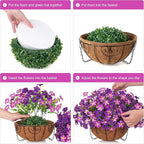INSPRING Artificial Outdoor Flowers Hanging Baskets Faux Plants Spring Decoration, UV Resistant Fake Silk Morning Glory in Planter Look Real Petunias for Outside Patio Porch Balcony Garden Home, 2Mix