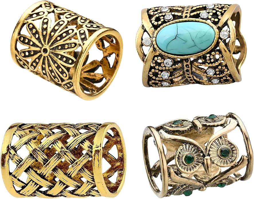 SYWDUDUCLT Scarf Ring for Women's Shawl, Silk Neckerchief, Tshirt, Gold/Sivler, S/M/L, 2 Pcs