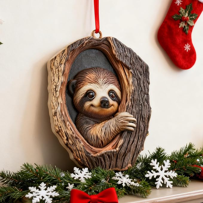Forest Animal Christmas Ornaments, Valentines Day Gifts for Him Her Women, Funny Forest Animal Ornaments for Christmas Tree, 3D Ornaments Hanging Animal Lovers & Easter Basket Stuffers(Sloth)