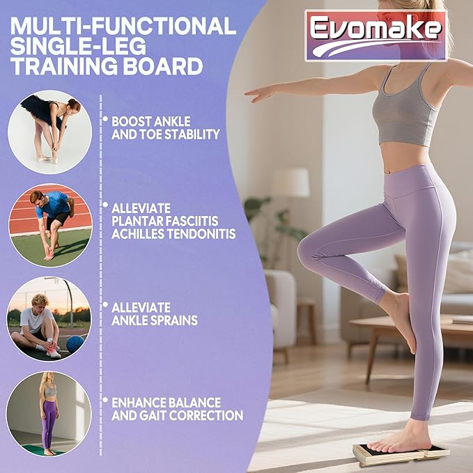 Foot Strengthener - Ankle Balance Board for Plantar Fasciitis, Foot Arch Stretcher, Sprained Ankle Recovery, Stability Exercises & Posture-Correction | Single-Leg | Non-Slip | w/Guide