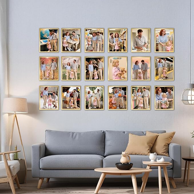Giftgarden 8x10 Picture Frame Set of 18, Lightweight 8 by 10 Frames Bulk for Gallery Wall Photo Hanging and Tabletop Display, Gold