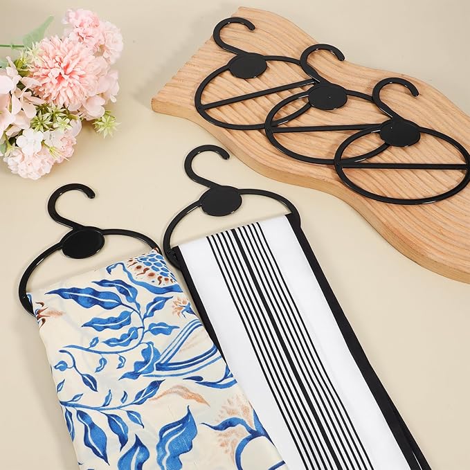 100 Pcs Black Plastic Scarf Hanger Organizer Space Saving Closet Accessory Holder for Scarves, Belts, Ties, Headscarves, and More