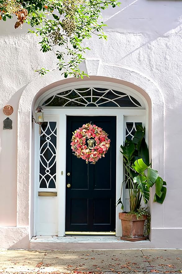 Peony Wreaths for Front Door | 23 inch Spring Front Door Wreath Summer Fall Wreaths for Outside Door or Window Decor