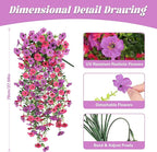Artificial Hanging Flowers for Outdoors,No Fade 2 Bundles Fake Silk Flowers for Outside, Realistic Faux Plants Decorations for Hanging Baskets, Planters-Porch, Patio, Yard Decor