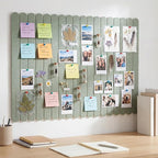 Yookeer Large Scalloped Felt Bulletin Board 36'' x 24'' Cork Board Alternative for Office Wall Decor 6 Pack with 25 Safe Removable Adhesive Tabs Push Pin, Felt Pin Boards for Home Office(Green)