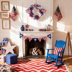 4th of July Wreath Patriotic Wreath 22 Inch Independence Day Wreaths for Front Door with Red White Blue Flag Forsythia Flowers for American Memorial Day Flag Day Indoor Outdoor Decor