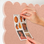 Lightomorrow Scalloped Bulletin Board, 36 x 24 Inches Felt Pin Board - Decorative Cork Alternative for Wall, Foldable Picture Self-Adhesive Vision Prayer Board with 20 Pushpins - Mauvey Pink