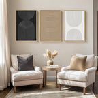 3D Textured Framed Boho Neutral Abstract Wall Art for Bedroom Decor, 3 Piece Modern Artwork for Walls, Black White Brown Minimalist Geometric Paintings for Living Room, Dining Room Wall Decor 16x24 In