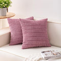 Aegero Pack of 2 Corduroy Decorative Throw Pillow Covers 16x16 Inch Soft Striped Pillow Covers Modern Farmhouse Home Decor for Sofa Living Room Couch Bed（Pink）