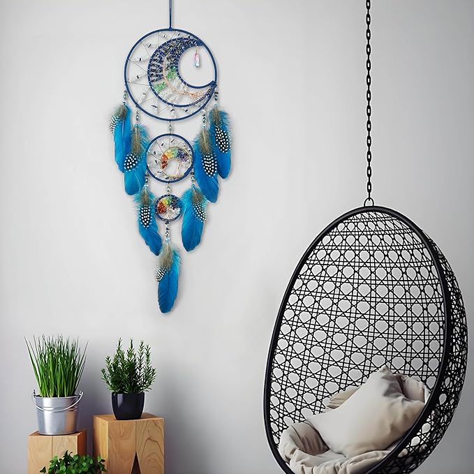 Dream Catchers for Adults,Dream Catchers Boys,Dream Catcher Wall Hangings,Crystal Tree of Life Dream Catcher,Large Moon Design Wall Hanging for Bedroom,Home Decor