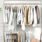 STORAGE MANIAC Hanging Closet Rod, Adjustable Width and Height Closet Hanging Organizer, Space-Saving Clothes Hanging Bar, Closet Extender Hanging Rod Double Closet Hanging Rod, 1 Pack Chrome