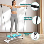 Ski Exercise Machine for Home Ski Simulator Balance Board with Resistance Bands Indoor Skiing Fitness Equipment for Full Body Cardio Core Leg and Arm Workout Balance Machine with Non-Slip Base Blue