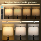 BOBOMOMO 62" Rustic Farmhouse Floor Lamp Dark Brown with Remote & Dimmable 9W Bulb, 3 Color Temperatures Resin Standing Lamp, Retro Tall Lamp for Living Room, Bedroom, Nursery, Office, Reading Nook